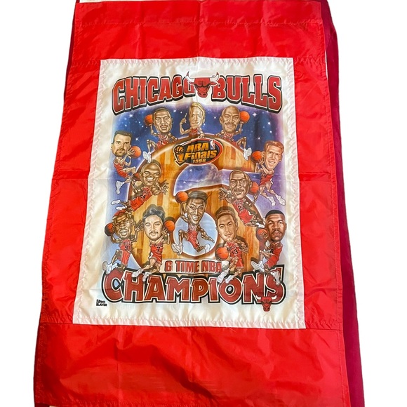 Vintage Chicago Bulls 1998 Championship Flag Banner Caricature NBA Finals Jordan - Picture 2 of 16